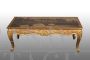 Napoleon III low table in gilded and carved wood with silk-screened top