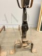 Pair of antique Tuscan andirons in wrought iron, 18th century