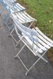 Set of 8 folding chairs in iron and white wood, 1960s