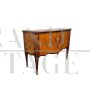 Small antique Louis XVI style chest of drawers in walnut briar with inlays