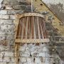 Vintage Scandinavian wood and linen pendant lamp, 1960s