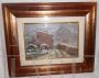 Snowy landscape, oil painting on cardboard, 20th century, signed  