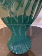 Green glazed ceramic vintage table lamp, Italy 1970s