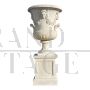 Pair of large antique style white marble garden vases