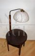 Vintage floor lamp with wooden reading table, 1950s