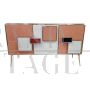 Three-door sideboard in white and pink glass   
