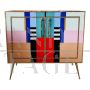 Vintage style sideboard in multicolored Murano glass