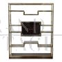 Design bookcase in brass and makassar with central display case    
