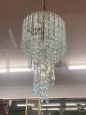 70s chandelier with spiral pendants in shaped glass