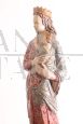Antique Virgin Mary sculpture in polychrome majolica from the 1950s Signed Benini FA