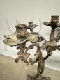 Pair of 20th century five-light bronze candelabra with cherubs