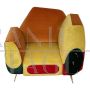 Pair of asymmetrical design armchairs in multicolored fabric