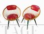 Pair of Circle red armchairs by Yngve Ekstrom, 1960s                            