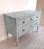 Antique Louis XVI chest of drawers in light blue lacquered wood, late 18th century