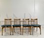 Set of 4 vintage beech and green skai dining chairs, 1960s