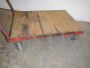 Industrial metal trolley with oak top, 1970s