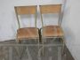 Pair of stackable beige Mullca chairs with light wood seat, 1960s