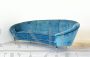 Curved teal blue velvet sofa, 1950s