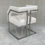 Modern design cantilever armchair in white eco-leather, late 1900s