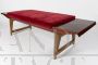 Italian mid-century bench with burgundy velvet seat