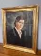 Portrait of a girl, art deco oil painting on canvas dated 1939