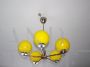 1960s mid-century chandelier with 5 yellow spheres
