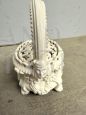 Antique worked and white enamelled ceramic warmer basket