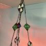 Antique chandelier in red glass with lead glass inserts, late 19th century