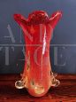 Moretti signed vase in red Murano glass, Italy 1960s