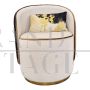 Art deco style tub armchair in ivory velvet