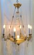 Antique Austrian chandelier in etched glass from the early 20th century                          
                            