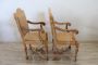 Pair of armchairs in natural poplar wood with jute seat