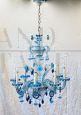 Vintage AVEM chandelier in blue Murano glass