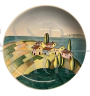 Cia Torino artistic plate in ceramic painted in futurist style, 1930s
