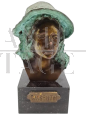 Small bronze bust of a woman sculpture by Gianni Visentin