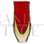 Small 1960s vase in red and yellow submerged Murano glass