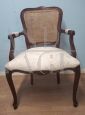 Antique Louis XV style armchair with Vienna straw back, Italy 1950s