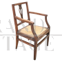 Antique Louis XVI armchair with straw seat, Italy 18th century