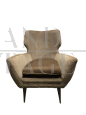 Art Deco armchair in beige velvet