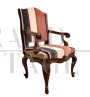 17th century armchair restored with striped velvet