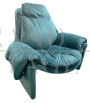 P60 armchair by Vittorio Introini for Saporiti, in petrol blue velvet