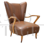 Vintage brown leatherette armchair, 1950s   