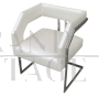 Modern design cantilever armchair in white eco-leather, late 1900s      
