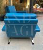 Pair of 875 armchairs by Ico Parisi for Cassina in teal blue leather                            