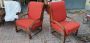 Pair of vintage upholstered bamboo armchairs, 1980s