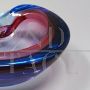 Ashtray by Flavio Poli for Seguso in blue and pink Murano glass, 1960s