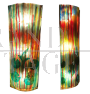 Rare pair of Cenedese wall lamps in multicolored Murano glass