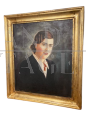 Portrait of a girl, art deco oil painting on canvas dated 1939