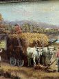 Rural scene with hay harvest, Posillipo school, oil on panel