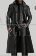 Gianni Versace men's long black leather coat